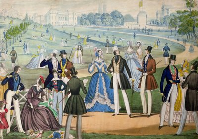 Udsigt over St. Jamess fra Green Park, London af Benjamin Read, ca. 1838 (farvet akvatint) af English School